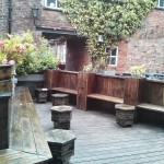 A lovely beer garden. The seats make it feel a bit sauna-like. 