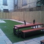 Here's the beer garden and a sneak peek of the mysterious yard.
