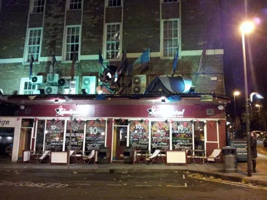 The weird devil head above the marquee makes Sandinista! easy to spot.