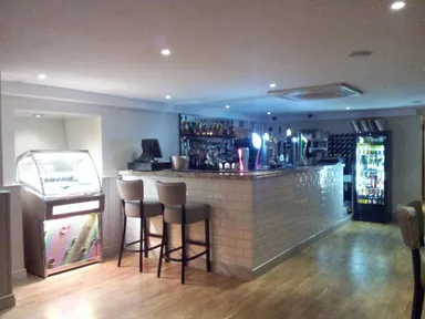 The bar area, including the jukebox.