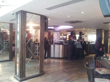 Some of the hotel-like décor near the bar.