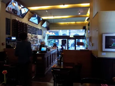 The bar area, taken from the elevated dining area in the back.