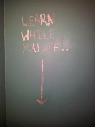 Some playful graffiti in the toilets.