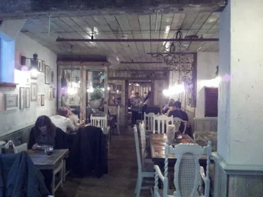 Part of the large "garden shed" dining area.