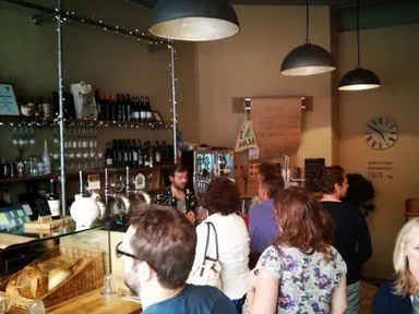 The upstairs bar area is always busy.