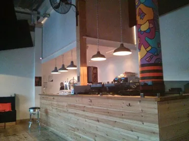 Two turntables and a microphone. And a coffee machine. And a couple of taps.