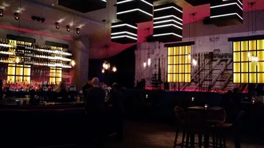 The upstairs cocktail lounge. Swanky in a soulless way.