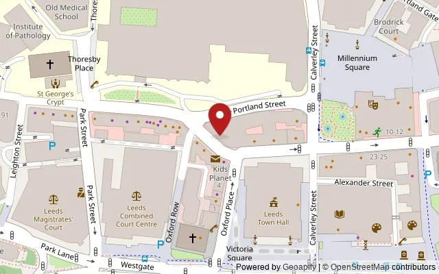Map showing the location of 40 Great George Street, Leeds LS1 3DL