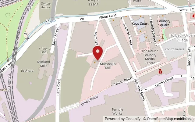 Map showing the location of The Old Flax Store, Marshalls Mill, Holbeck, Leeds LS11 9YJ