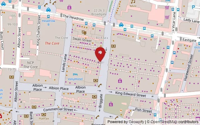 Map showing the location of 71a Briggate, Leeds LS1 6LH