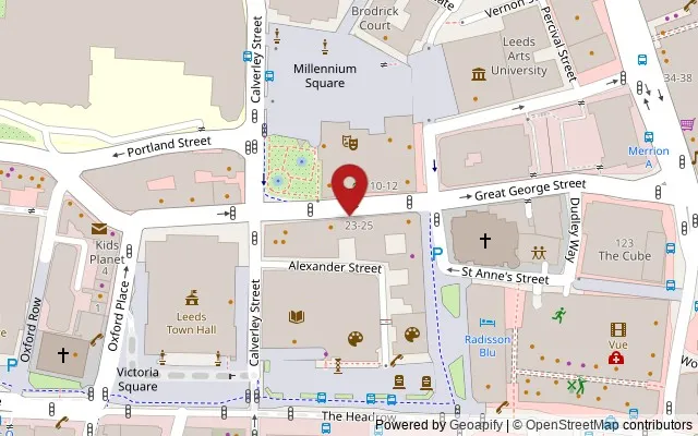 Map showing the location of 23-25 Great George Street, Leeds LS1 3BB