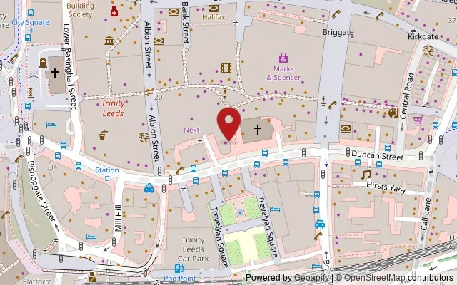 Map showing the location of Level 1, Trinity, LS1 6HW, Leeds