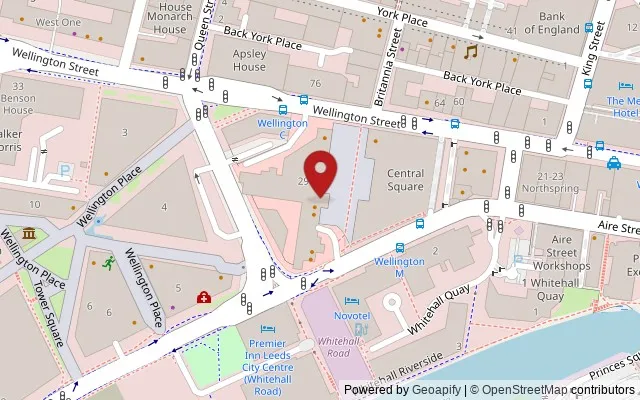 Map showing the location of West Point, Wellington Street, Leeds LS1 4JY