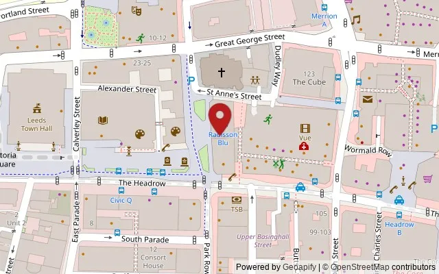 Map showing the location of 1 The Light, The Headrow, Leeds LS1 8TL