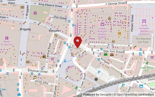 Map showing the location of 109 Kirkgate, Leeds LS1 6DP