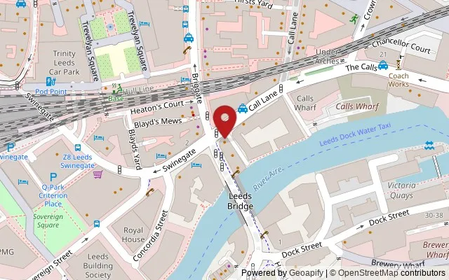 Map showing the location of 1-5 Bridge End, Leeds LS1 7HG