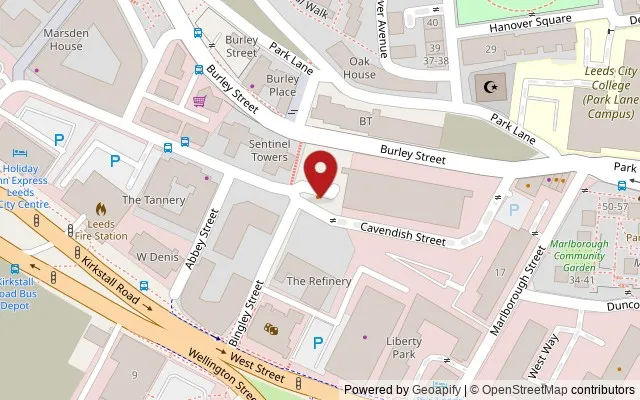 Map showing the location of 38 Cavendish St, Leeds LS3 1LY