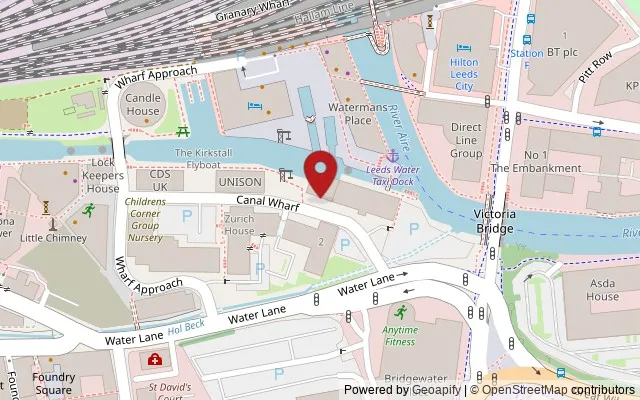 Map showing the location of Canal Wharf, Water Lane, Leeds LS11 5PS