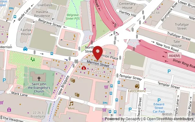 Map showing the location of 16 Merrion Street, Leeds LS1 6PQ