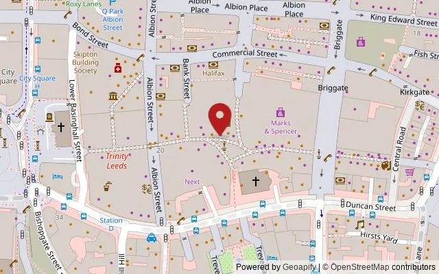 Map showing the location of Level 4, Trinity Leeds, Albion Street, Leeds LS1 5AT