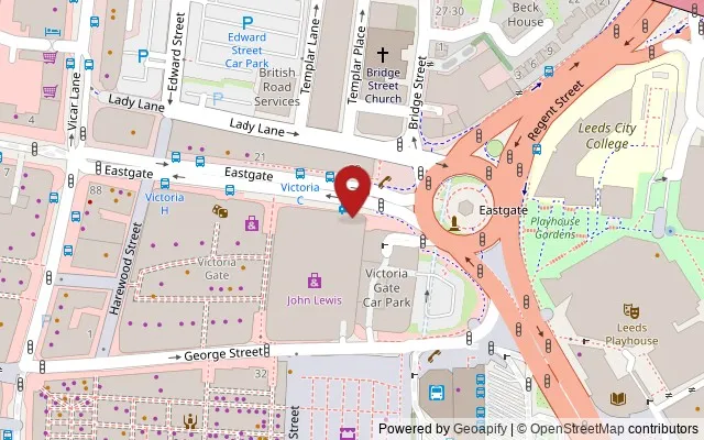 Map showing the location of 46 Eastgate, Leeds LS2 7JL