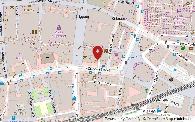 Map showing the location of 7 Duncan Street, Leeds LS1 6DQ