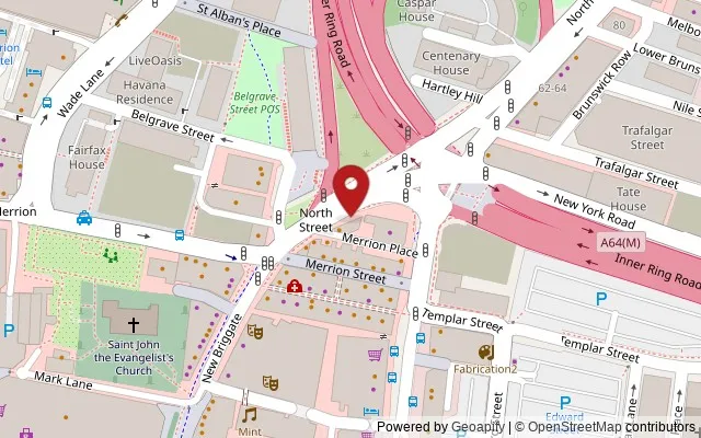 Map showing the location of 72 New Briggate, Leeds LS1 6NU
