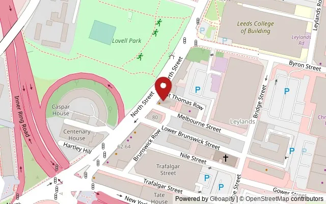 Map showing the location of 82 North Street, Leeds LS2 7PN
