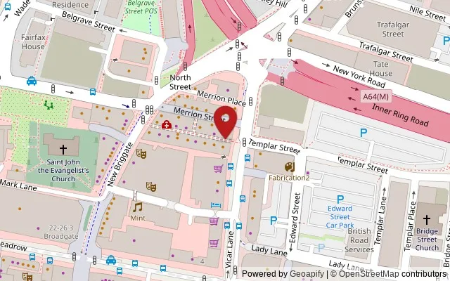 Map showing the location of Grand Arcade, Vicar Lane, Leeds LS1 6GP