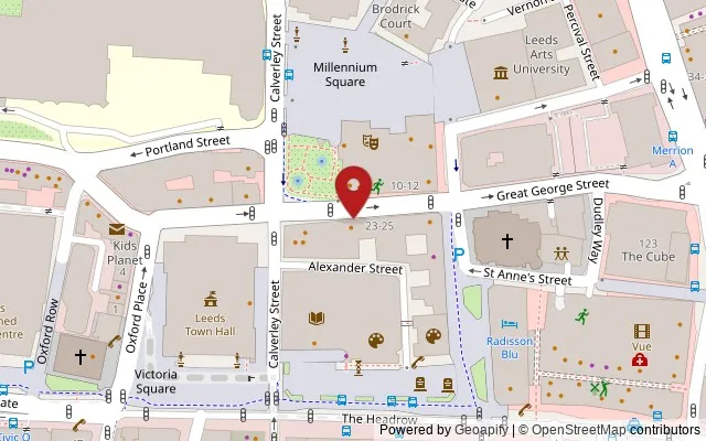 Map showing the location of 25 Great George Street, Leeds LS1 3AL