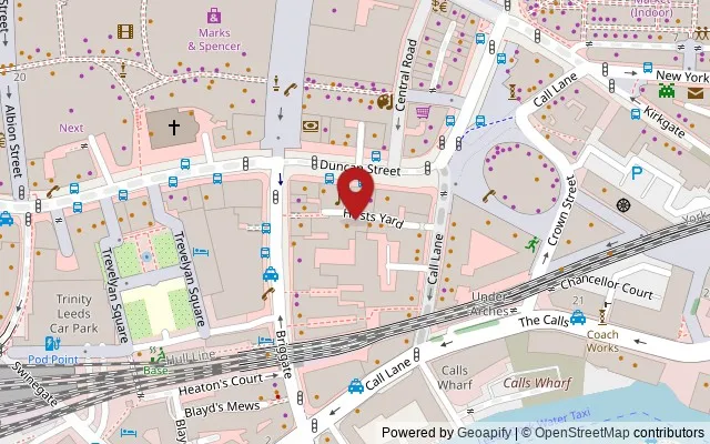 Map showing the location of 11-15 Hirsts Yard, Leeds LS1 6NJ