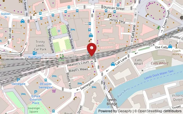 Map showing the location of 9 Briggate, Leeds LS1 6ER
