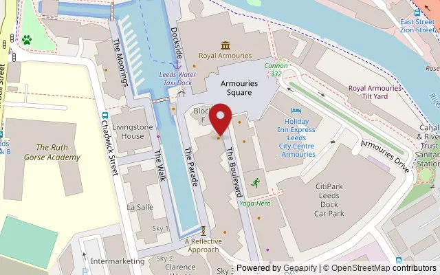 Map showing the location of Dock 29, The Boulevard, Leeds Dock LS10 1PZ