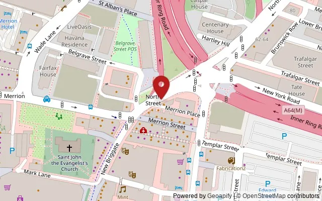 Map showing the location of 68 New Briggate, Leeds LS1 6PQ