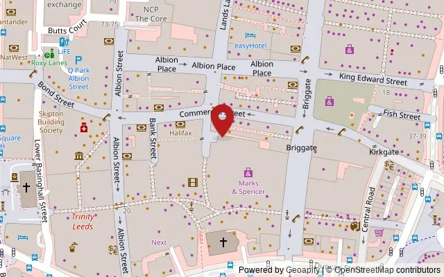 Map showing the location of Trinity Shopping Centre, Leeds LS1 2DY