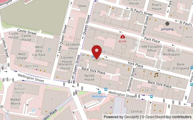 Map showing the location of 23-25a York Place, Leeds LS1 2EY