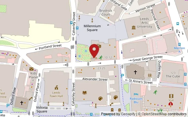 Map showing the location of 6 Millennium Square, Great George Street, Leeds LS2 3AD