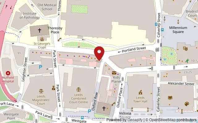 Map showing the location of 43 Great George Street, Leeds LS1 3BB