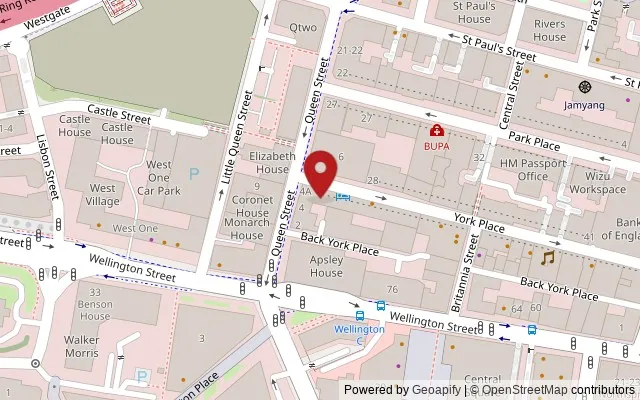 Map showing the location of 26 York Place, Leeds LS1 2EY