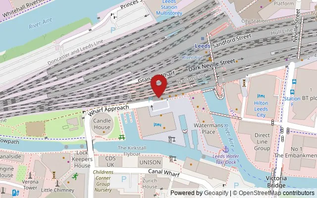 Map showing the location of Arch U, Dark Arches, Dark Neville Street, Leeds LS1 4BR