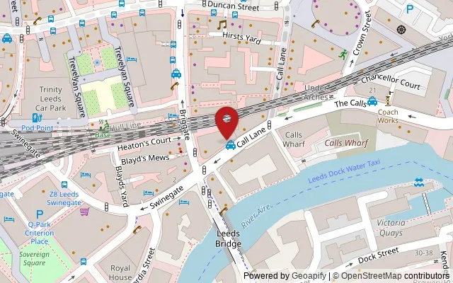 Map showing the location of The Elbow Room, 64 Call Lane, Leeds LS1 6DT