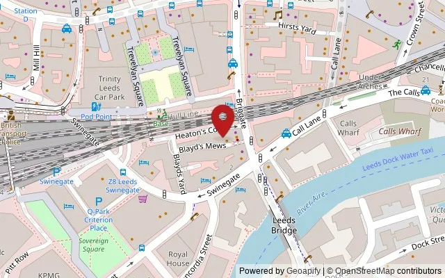 Map showing the location of 3-7 Blayds Yard, Lower Briggate, Leeds LS1 4AD