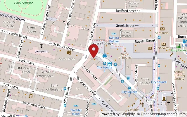 Map showing the location of Goodbard House, , 15 Infirmary Street, Leeds LS1 2JS