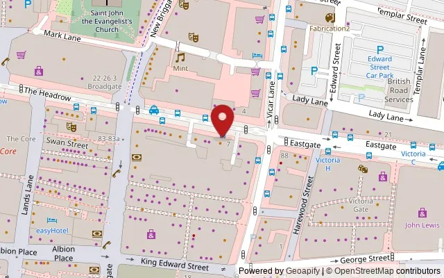 Map showing the location of 11 The Headrow, Leeds LS1 6PU