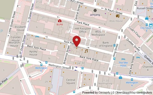Map showing the location of 11 York Place, Leeds LS1 2DS