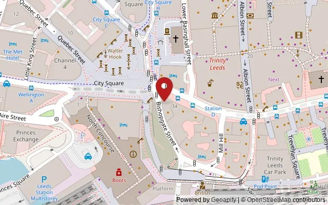 Map showing the location of 40 Boar Lane, Leeds LS1 4DA