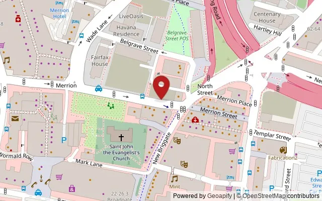 Map showing the location of 22-30 Merrion Street, Leeds LS2 8JG