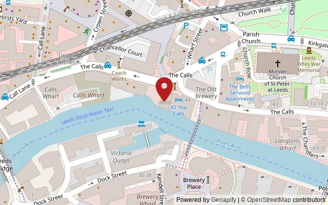 Map showing the location of 36-38 The Calls, Leeds LS2 7EW
