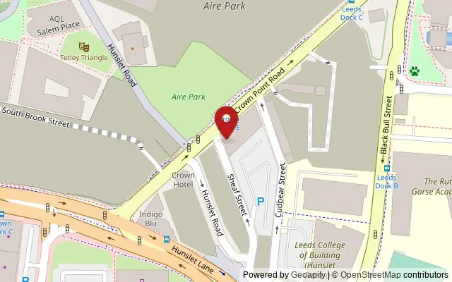 Map showing the location of Duke Studios, 3 Sheaf Street, Leeds LS10 1HD