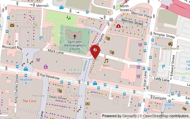 Map showing the location of 28 New Briggate, Leeds LS1 6NU